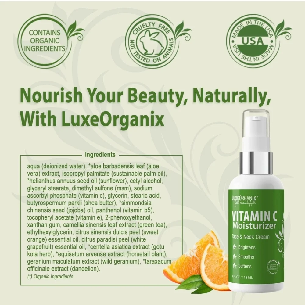 Organic Vitamin C Face Moisturizer with Anti-Aging